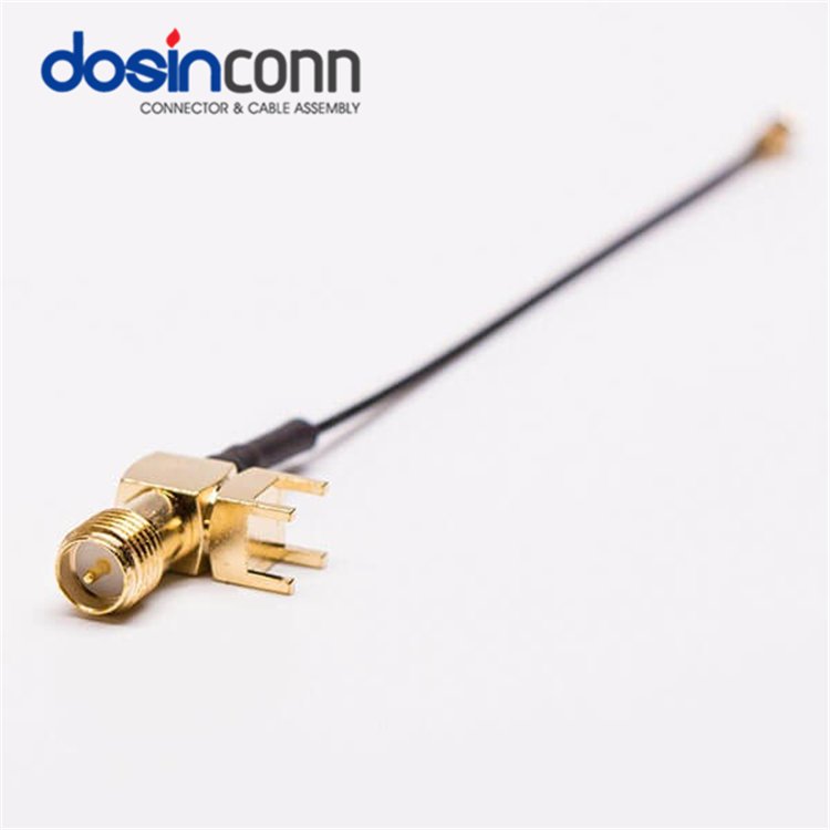 Right Angle RF Coaxial Cable IPEX Mhf1 Mhf4 IPEX/Ufl U.fl IPX U.fl Female to SMA Female Jack Extension Cable 1.13 1.13mm Pigtail